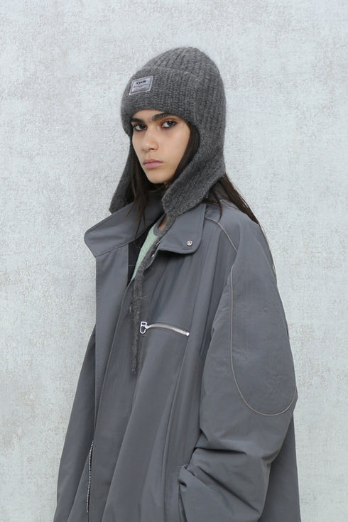 DRAW CODE MOHAIR KNIT CAP -CHARCOAL-